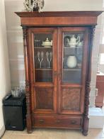 Antieke kast met 2 glasdeuren, Ophalen of Verzenden