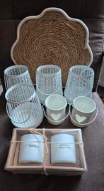 Partijtje witte woonaccessoires, Huis en Inrichting, Woonaccessoires | Kandelaars en Kaarsen, Overige materialen, Wit, Ophalen of Verzenden