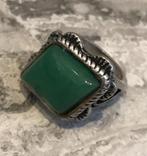 Ring Tibet zilver met groen natuursteen maat 19 -NIEUW-, 19 tot 20, Nieuw, Ophalen of Verzenden, Dame of Heer
