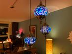 Luxe set van 3 Oosterse mozaiëk hanglampen + plafondkap, Ophalen of Verzenden, Zo goed als nieuw, Minder dan 50 cm