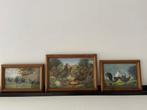 3 Aquarellen Lesley King Bognor Regis- kip/haan, Ophalen of Verzenden, Minder dan 50 cm, Overige typen, Minder dan 50 cm