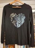 Zwarte Street One shirt met pailletten hart - Maat M, Kleding | Dames, T-shirts, Maat 38/40 (M), Zwart, Street One, Ophalen of Verzenden