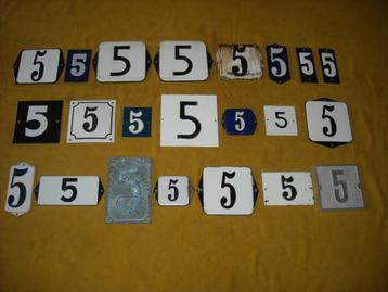 oud emaille huisnummer 5 ook 6 7 8 9 10 11 12 13 14 15 16 17 beschikbaar voor biedingen