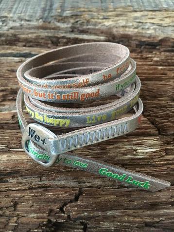 Nieuw leren wikkelarmband WE+ positve dames zilver kleur L86 beschikbaar voor biedingen