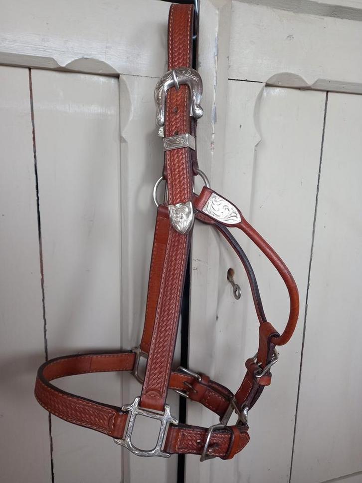 Vintage western Moran showhalster USA import, Dieren en Toebehoren, Paarden en Pony's | Hoofdstellen en Tuigage, Gebruikt, Western