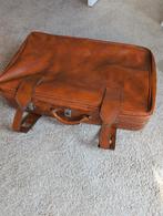 Vintage Bruine Leren Reiskoffer, 60 tot 70 cm, Gebruikt, 45 tot 55 cm, Leer