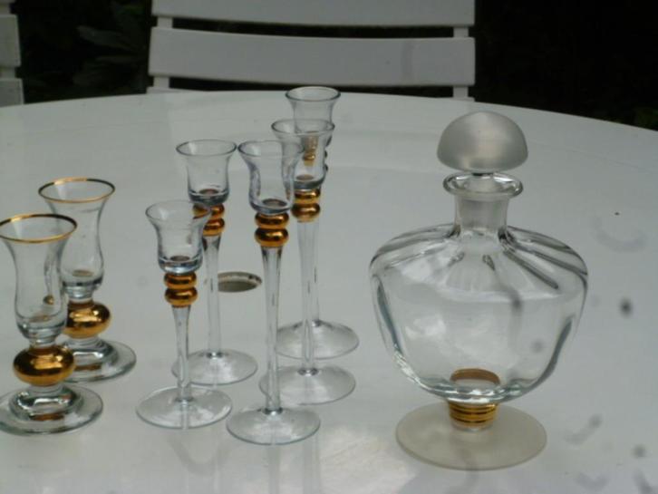 kristallen wijnglazen  steel met gouden bal + meer, Antiek en Kunst, Antiek | Glas en Kristal, Ophalen of Verzenden