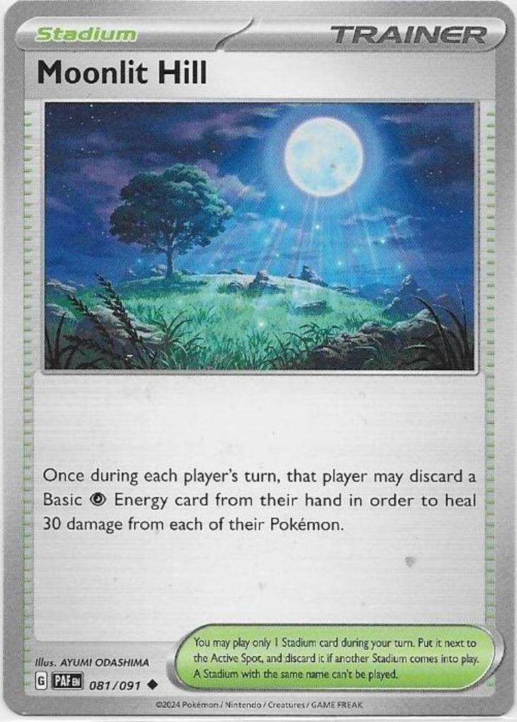 Paldean Fates,  Moonlit Hill [uncommon] 81/91, Hobby en Vrije tijd, Verzamelkaartspellen | Pokémon, Nieuw, Losse kaart, Ophalen of Verzenden