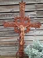 Oud Veldkruis met Blauwe Stenen Voet - 140 cm, Antiek en Kunst, Ophalen