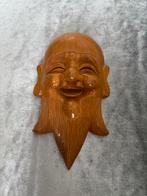 Vintage Japans houten decoratie masker / glimlachende man, Ophalen of Verzenden