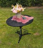 Mooi metalen bijzettafeltje - mat zwart, Tuin en Terras, Tuintafels, Ophalen of Verzenden, Gebruikt, Rond, Metaal