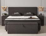 Opbergboxspring Julia Incl. Matras & Topper Dreambedden, Nieuw, 180 cm, Ophalen of Verzenden, Grijs