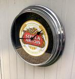 Te koop mancave stalen Stella Artois cafe wand klok ., Ophalen of Verzenden, Zo goed als nieuw, Overige typen, Stella Artois