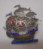 Zilveren broche schip driemaster met emaillen nr.269, Verzenden, Zilver, Broche