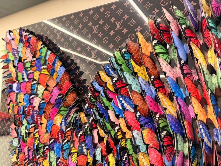 Vlinder Kunstwerk op Louis Vuitton Achtergrond Art Decoratie, Antiek en Kunst, Kunst | Overige Kunst, Ophalen of Verzenden