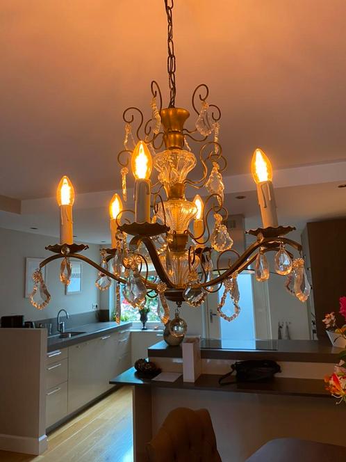 Bijzondere kroonluchter met kristallen onderdelen, Huis en Inrichting, Lampen | Kroonluchters, Gebruikt, Ophalen of Verzenden