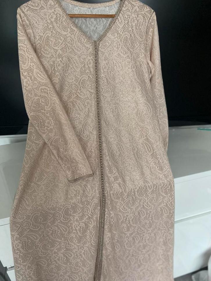 Roze Glitter Kaftan Feestjurk, Kleding | Dames, Jurken, Zo goed als nieuw, Maat 38/40 (M), Roze, Onder de knie, Ophalen of Verzenden