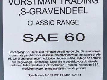 Minerale Motorolie SAE 60, voor Classic V-twin motoren, 5lt beschikbaar voor biedingen