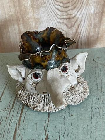 Gezicht trolletje trol kabouter bosnimf. Keramiek Gemerkt. beschikbaar voor biedingen