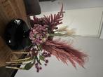 Vaas met zijden bloemen boeket, Ophalen of Verzenden, Zo goed als nieuw, Binnen