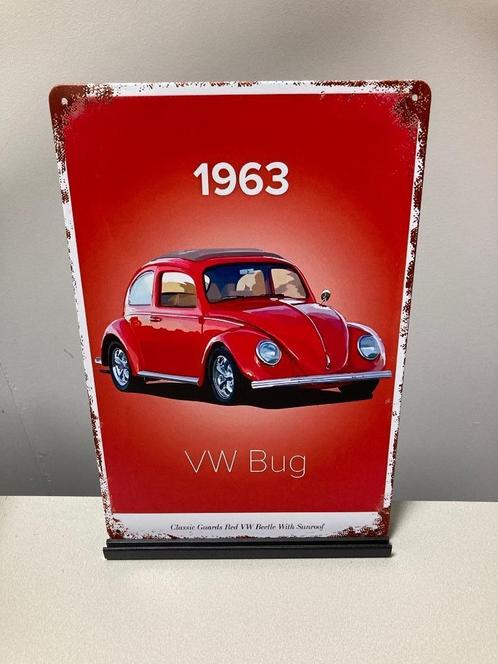 VW Bug Kever 1963 metalen reclamebord (Old Look), Verzamelen, Automerken, Motoren en Formule 1, Nieuw, Auto's, Ophalen of Verzenden