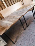 Bier -- kantine -- eet -- tafels -- metaal onderstel 3 Stuks, Ophalen, 60 tot 90 cm, Metaal, Gebruikt