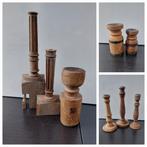 Diverse houten kaarsenstandaard, Ophalen of Verzenden, Gebruikt, Hout, Kandelaar