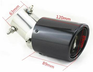 Universeel auto Carbon/RVS uitlaat sierstuk aanpasbaar! beschikbaar voor biedingen