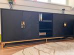 Richmond Dressoir 'Blackbone' Eiken, kleur Zwart / Goud, Ophalen, Eikenhout, 200 cm of meer, 25 tot 50 cm