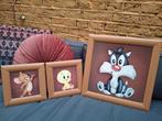 Looney Tunes schilderijtjes, Huis en Inrichting, Minder dan 50 cm, Ophalen of Verzenden, Zo goed als nieuw, Minder dan 50 cm