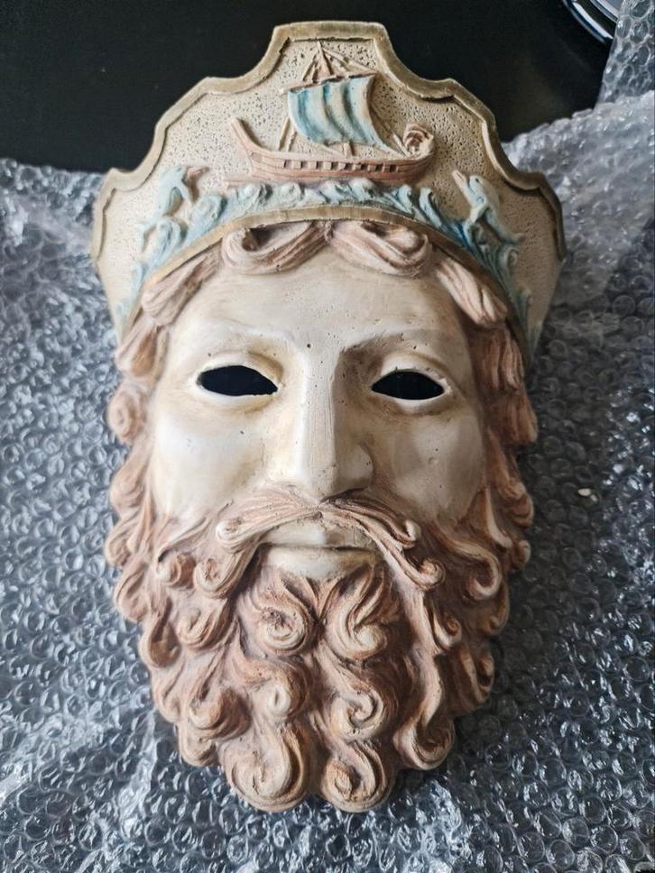 Griekse God Hoofd - Wanddecoratie, Antiek en Kunst, Curiosa en Brocante, Ophalen of Verzenden