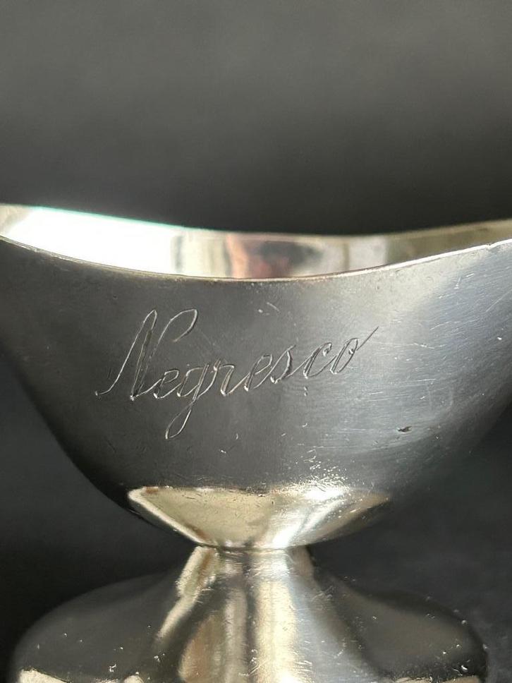 verzilverde sauskom sausière hotelzilver - Negresco, Antiek en Kunst, Antiek | Goud en Zilver, Ophalen of Verzenden