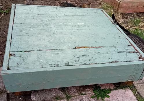 Grote Ibiza styl stijgerhouten tuintafel, Tuin en Terras, Tuintafels, Gebruikt, Vierkant, Hout, Ophalen