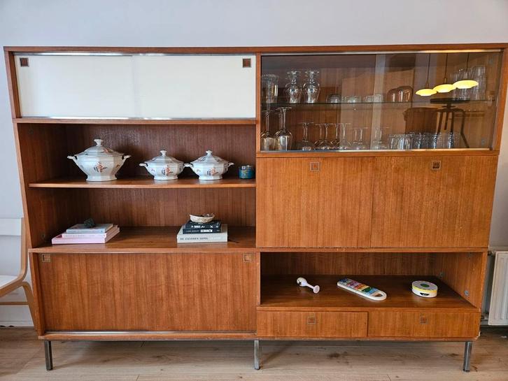 Vintage pastoe wandkast, Huis en Inrichting, Kasten | Vitrinekasten, 25 tot 50 cm, Glas, Ophalen