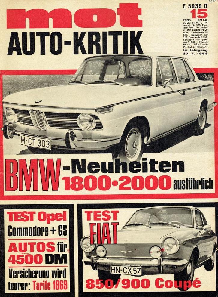 MOT 1968 nr. 15 (o.a. Fiat 850 Coupé - Opel Commodore GS), Boeken, Auto's | Folders en Tijdschriften, Gelezen, Algemeen, Verzenden