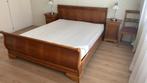 Kersenhouten bed 160 met nachtkastjes, commode en spiegel, Ophalen, Gebruikt, Bruin, Tweepersoons