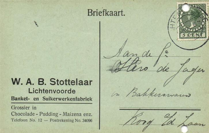 W.A.B. Stottelaar, Lichtenvoorde - briefkaart, Postzegels en Munten, Brieven en Enveloppen | Nederland, Briefkaart, Ophalen of Verzenden