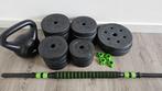 Kunststof dumbellset 30KG + dumbell 8KG, Ophalen, Gebruikt, Halterset