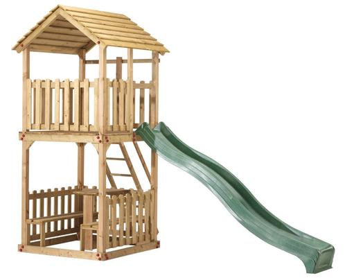 Speeltoestel hout | Action | met glijbaan, ladder en zitjes, Kinderen en Baby's, Speelgoed | Buiten | Speeltoestellen, Nieuw, Glijbaan