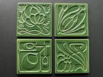 4 Jugendstil tegels, 10,2 cm, Ophalen of Verzenden