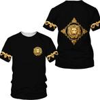 Heren barok t-shirt 2 luxe gouden shirt goud zwart kamper, Verzenden, Nieuw, Zwart