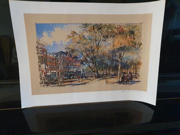 litho kunstdruk gesign Paul Kerebijn Lange Voorhout Den Haag beschikbaar voor biedingen