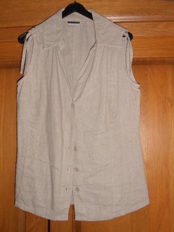 Linnen gilet / mouwloze blouse zandkleur maat 38 merk beschikbaar voor biedingen
