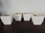 4  witte bloempotten - vierkant, Ophalen, Gebruikt, Vierkant, Binnen