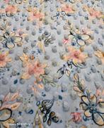 Minky dots lichtblauw flowers, Overige materialen, Blauw, 120 cm of meer, Ophalen of Verzenden