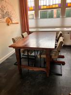 Massieve houten eettafel, smeedijzer – robuust & sfeervol, Ophalen, Gebruikt, 200 cm of meer, 50 tot 100 cm