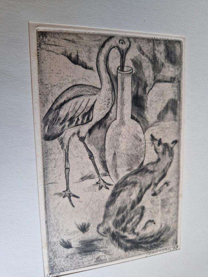 7 Pentekeningen Fabels van La Fontaine, Antiek en Kunst, Kunst | Etsen en Gravures, Ophalen of Verzenden