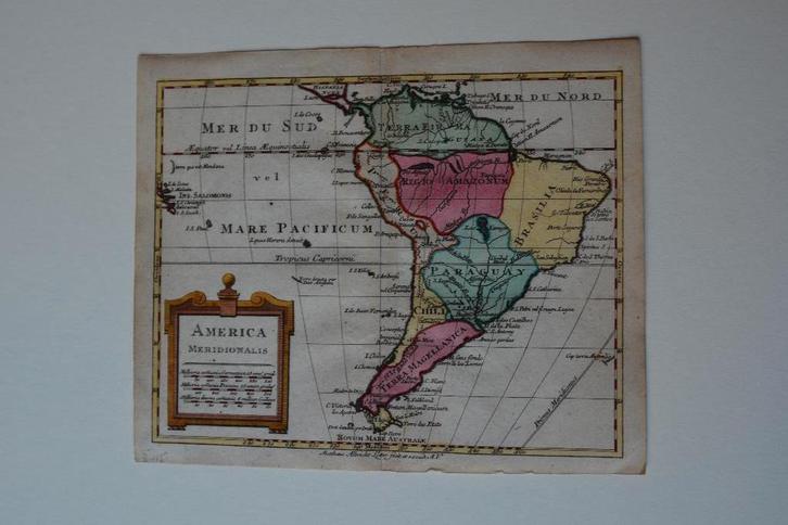 ZUID-AMERIKA Kopergravure Landkaart 1795 M.A. LOTTER E12, Boeken, Atlassen en Landkaarten, Gelezen, Landkaart, Overige gebieden