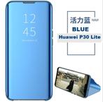 Huawei P30 Lite Clear View Cover + Screenprotector _ Blauw, Verzenden, Nieuw, Hoesje of Tasje