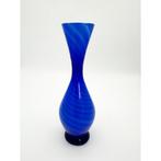 Mondgeblazen glazen swirl vaas, Blauw, Ophalen of Verzenden, Minder dan 50 cm, Glas